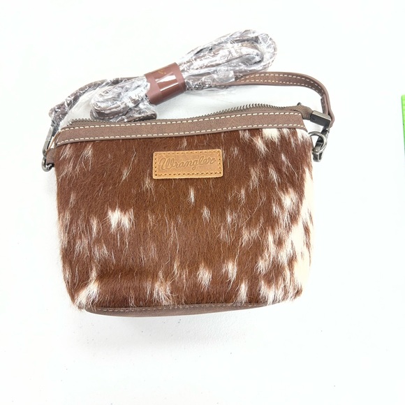 Wrangler Tan and White Crossbody Bag cowhide tooling - Picture 2 of 6